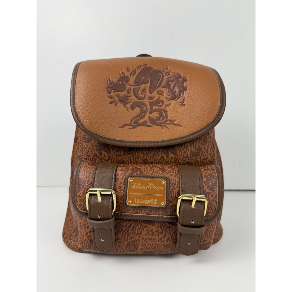 RARE Disney Parks Loungefly Animal Kingdom 25th Anniversary Mini Backpack Brown
